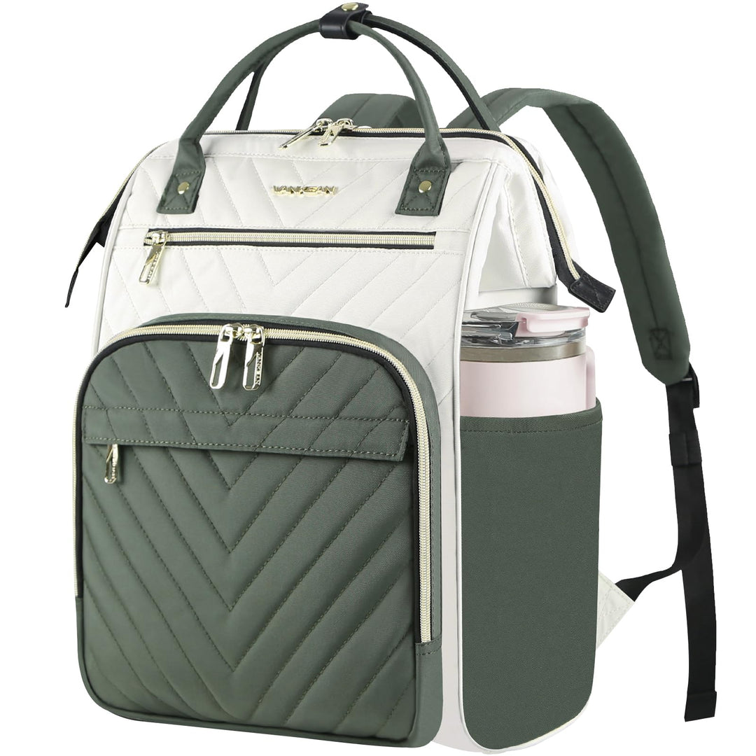 VANKEAN 15.6Zoll Laptop-Rucksack für Damen Herren,Beige-ArmeeGrün Beige-armee Grün 15.6", Beige-arme