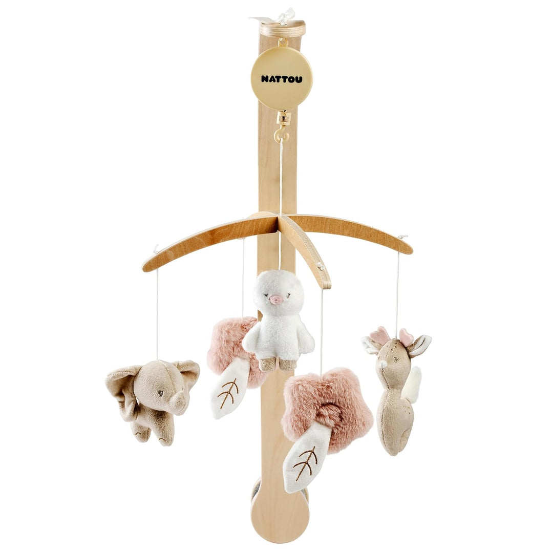 Nattou Mobile mit Spieluhr, Sanftes Wiegelied "La-Le-Lu", Polyester/Holz, FanFan, Beige