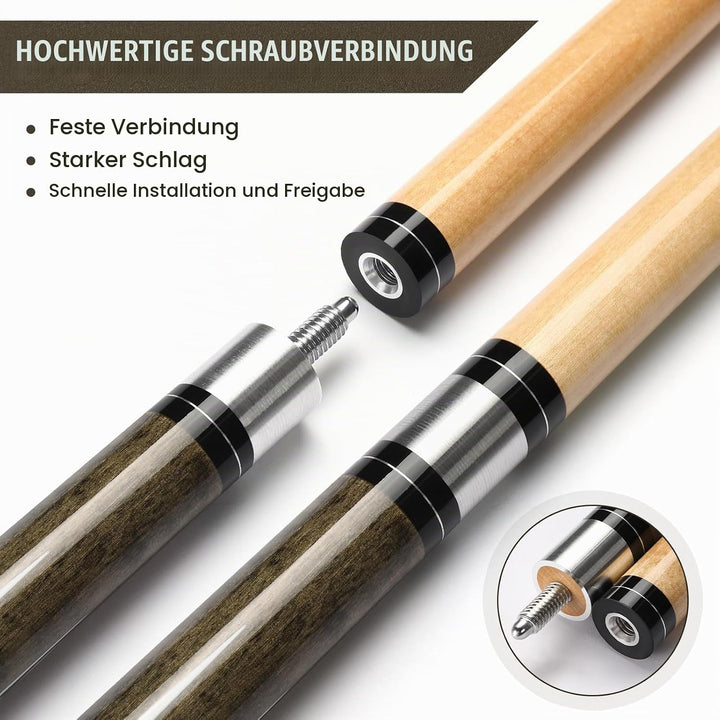 Pool Queue, 58 Zoll Billard Queue Kanadischer Ahornholz Pool Cue 13mm Spitzen für Professionelle Bil
