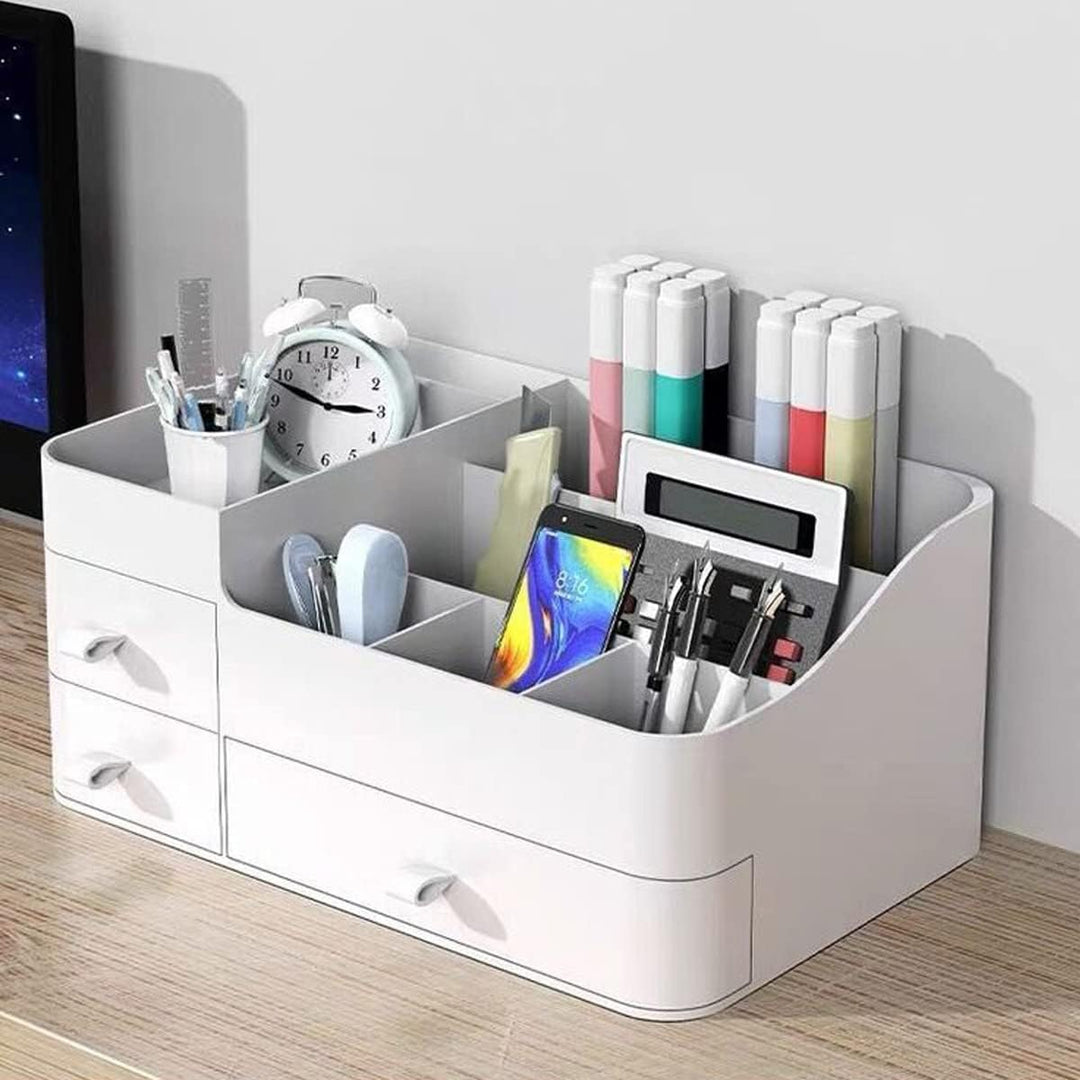 Queta Make-up-Organizer Grosse Kosmetik-Aufbewahrungsbox mit Kapazität 8 Gitter und 3 Schubladen, pa