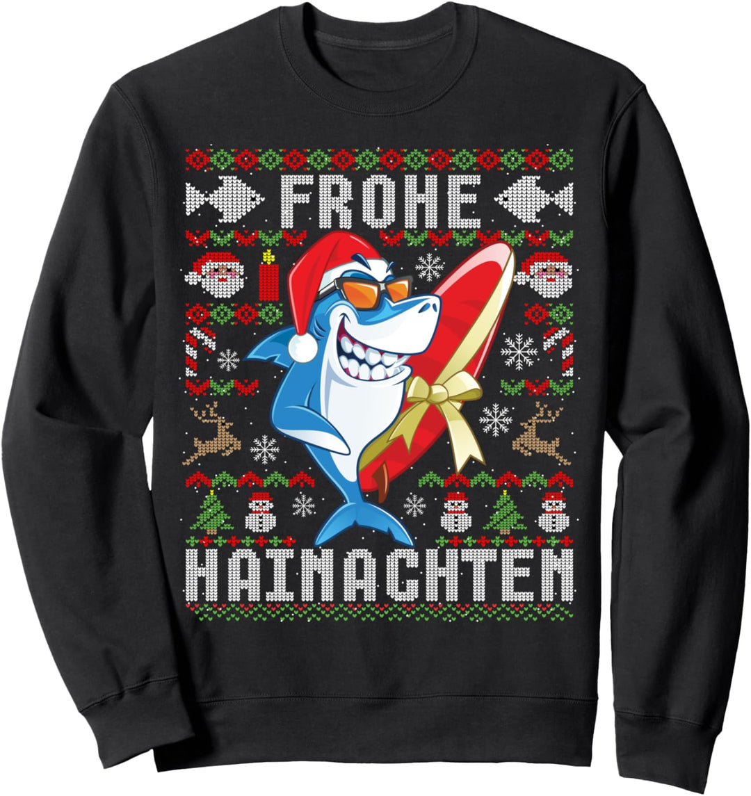 Frohe Hainachten Weihnachten Ugly Christmas Hai Geschenk Sweatshirt
