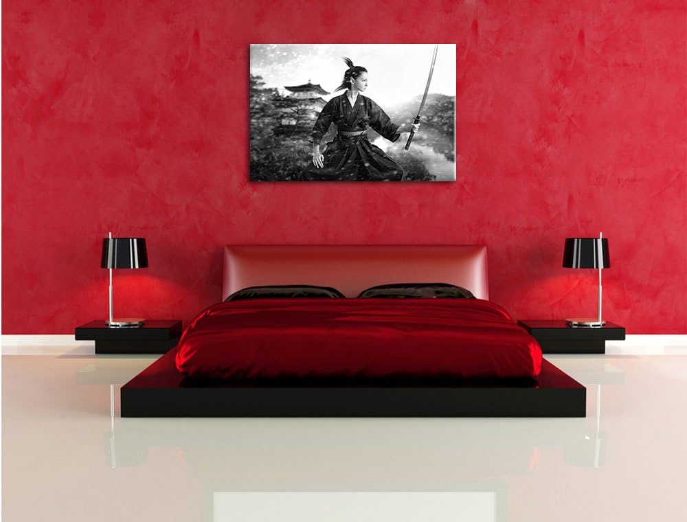 Pixxprint Samurai-Kriegerin als Leinwandbild/Grösse: 100x70 cm/Wandbild/Kunstdruck/fertig bespannt,