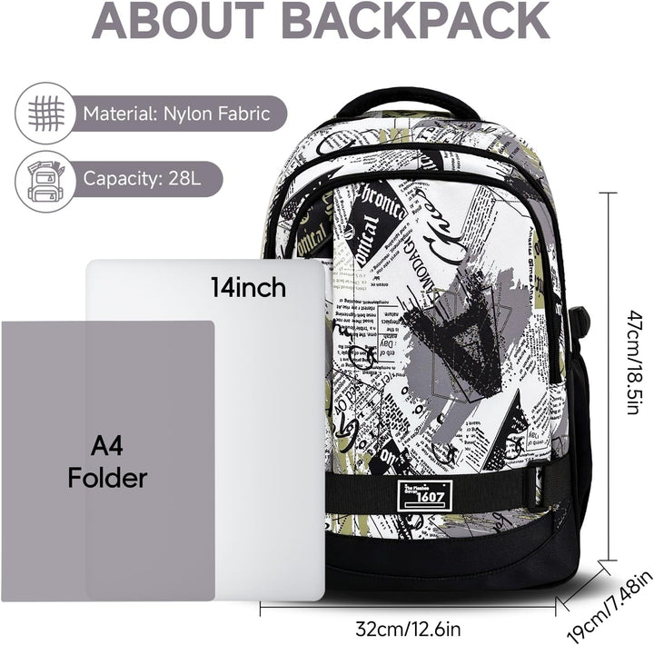 Amythe Schulrucksack Jungen Teenager, Rucksack Schule Gymnasium Oberstufe Schulranzen mit Laptopfach