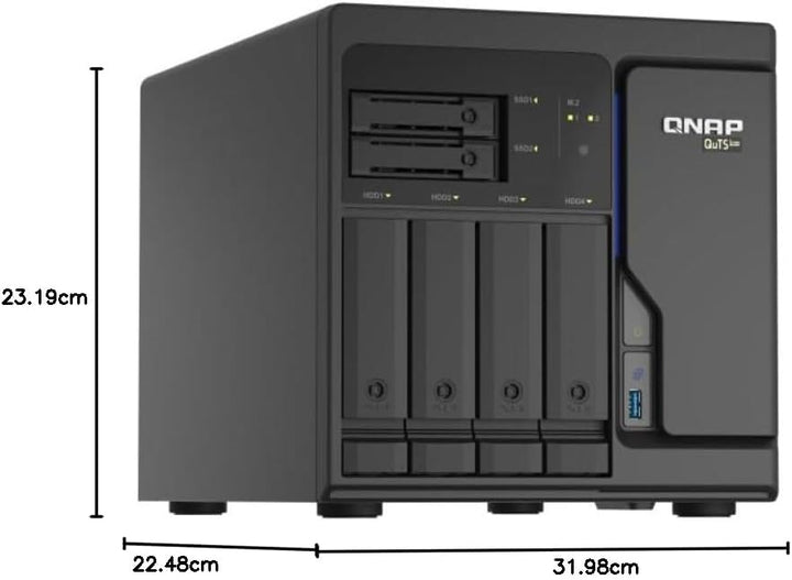 QNAP TS-H686-D1602-8G 6 Bay Desktop NAS Gehäuse, Netzwerkspeicher mit 4 x 2.5GbE Ports, 4 x 3.5-inch