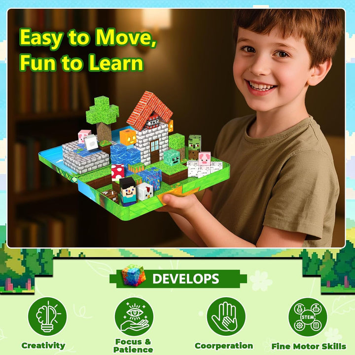 GraceDuck Magnetische Bausteine Reise Spielzeug 60 Teile im Tragbare Eisenbox Magnetbausteine Geeign
