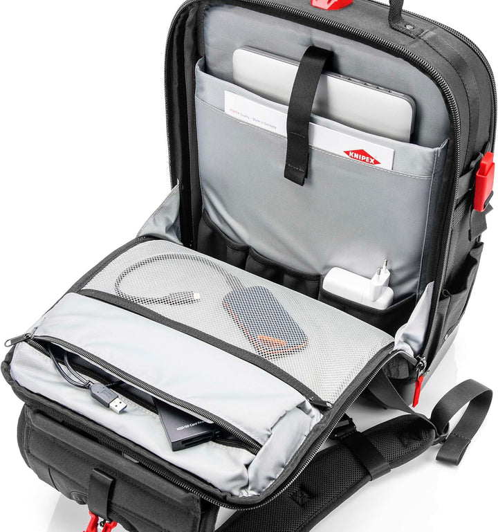 KNIPEX Modular X18 Werkzeugrucksack, leer, 58 Steckmöglichkeiten, 18 l Volumen, mit Laptop-Fach, sta