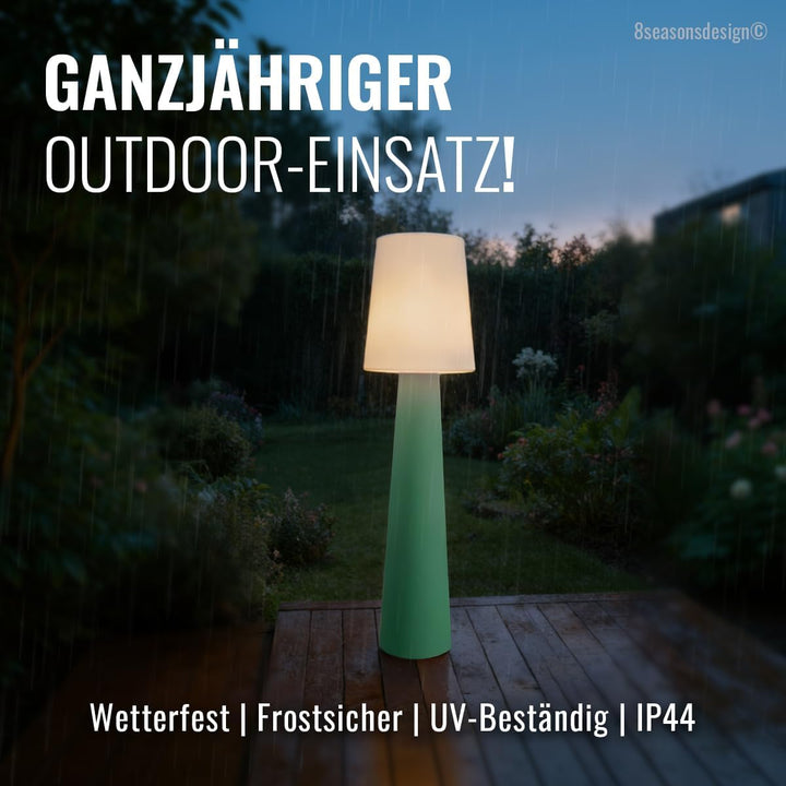 8 seasons design Solar LED Stehlampe No. 1-160cm gross (Mint), warmweisses Licht, Solarlampe mit Däm