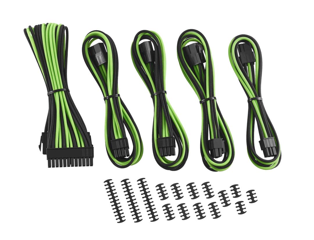 CableMod Classic ModMesh Cable Extension Kit (8+6 Serie, Schwarz/Hellgrün) Série 8+6 Schwarz/Hellgrü
