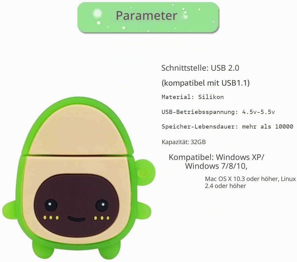 32GB USB-Stick 3er-Pack Niedliche Fruchtform Speicherstick, Geschenk für Studenten und Kinder 32 GB