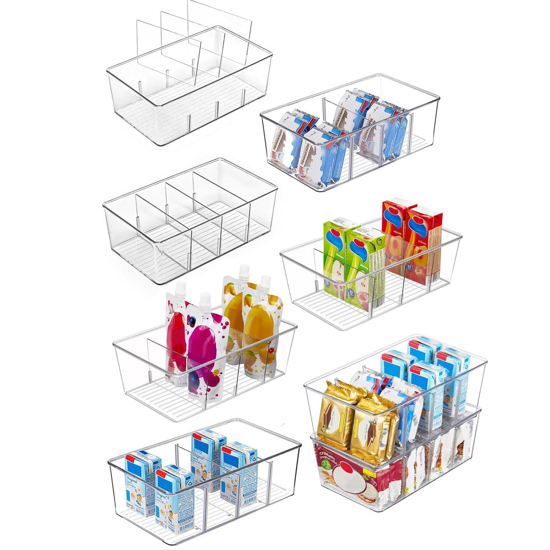 8er Kühlschrank Organizer mit 4 Fächern, BPA-Freie Küche Stapelbarer Lebensmittel aufbewahrungsbox f