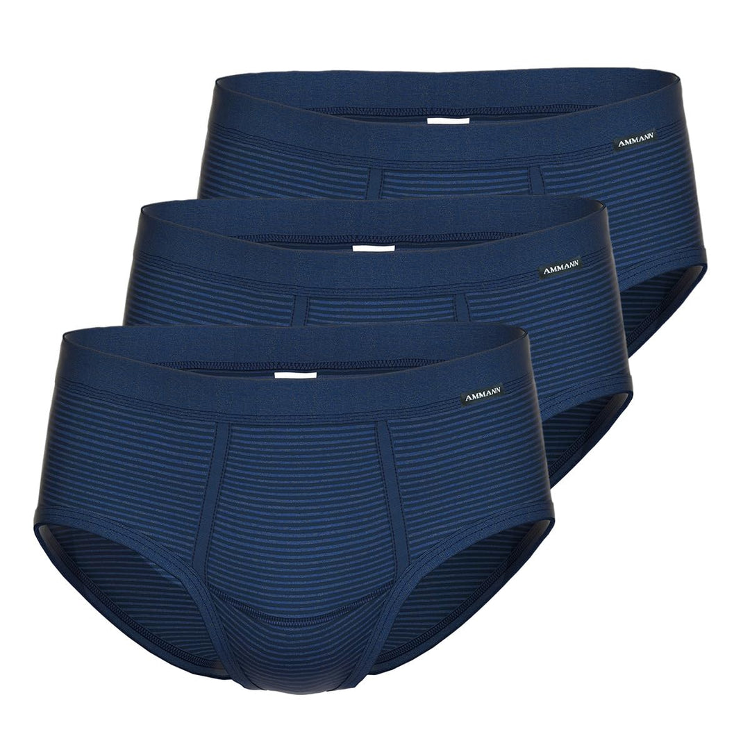 Ammann 3er Pack Jeans - Herren Sport Slip - Unterhose Feinripp mit Eingriff und weichem Komfortbund