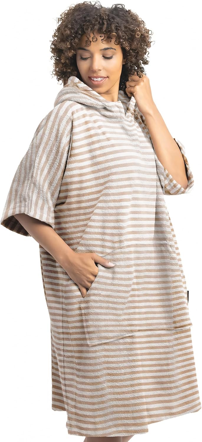 HOMELEVEL Badeponcho Unisex - Surf Poncho aus 100% Baumwolle - Tuch für Erwachsene - Bademantel für