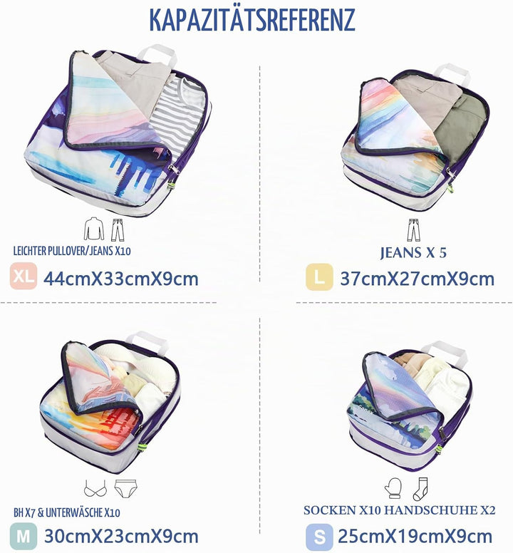 Gonex Compression Packing Cubes 4er Set, Gonex Kleidertaschen 4-teilig Verpackungswürfel, Kleidertas