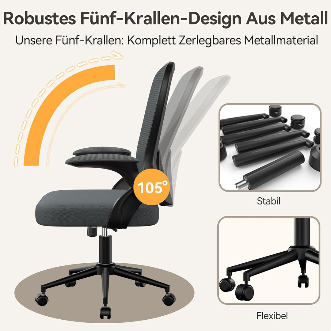 naspaluro Bürostuhl, Ergonomischer Schreibtischstuhl Mit Mesh-Abdeckung, Einzigartiger Lendenwirbels