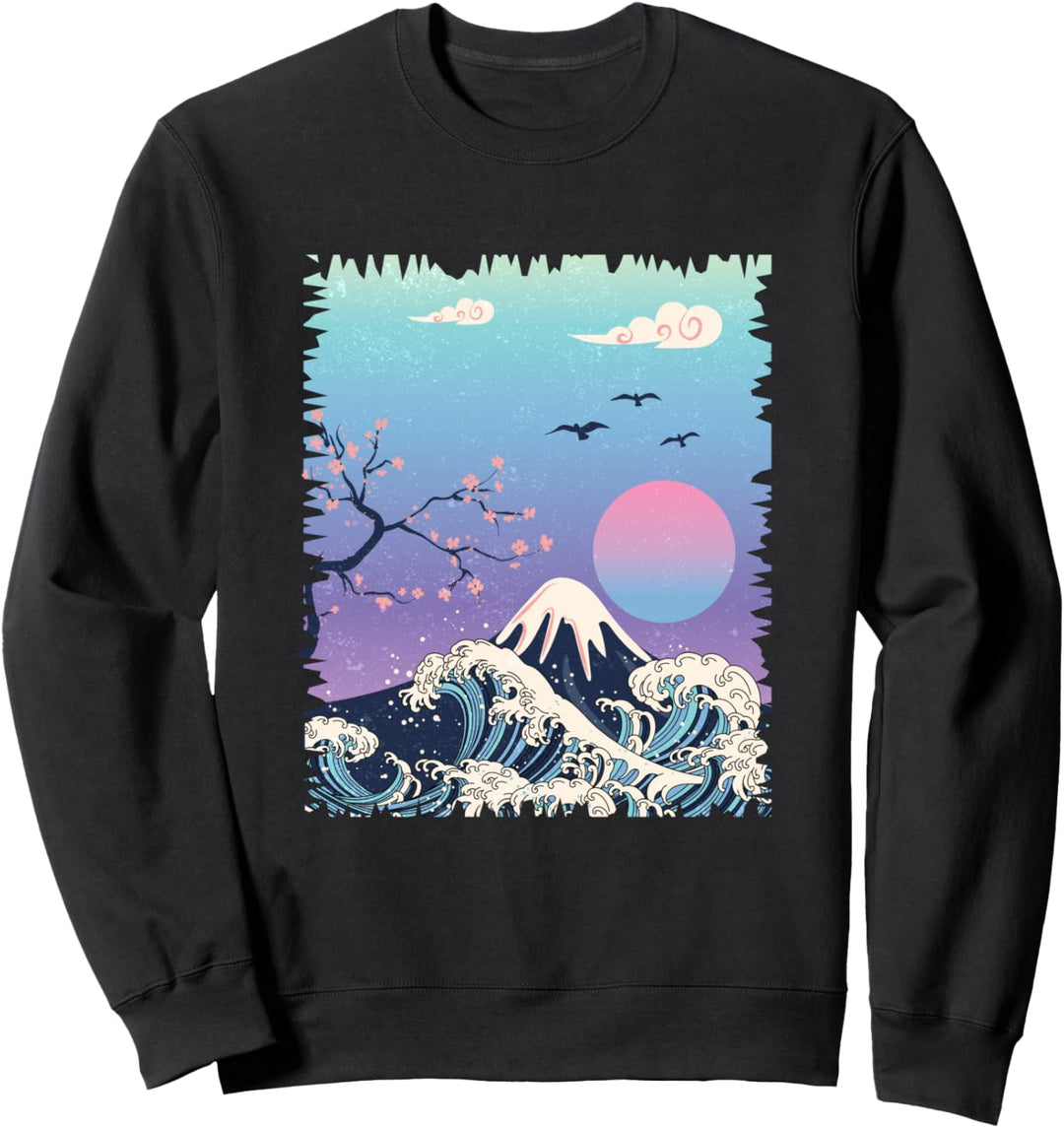 Japanische Vaporwave Japan Anime Sonne Rotknospe Sweatshirt