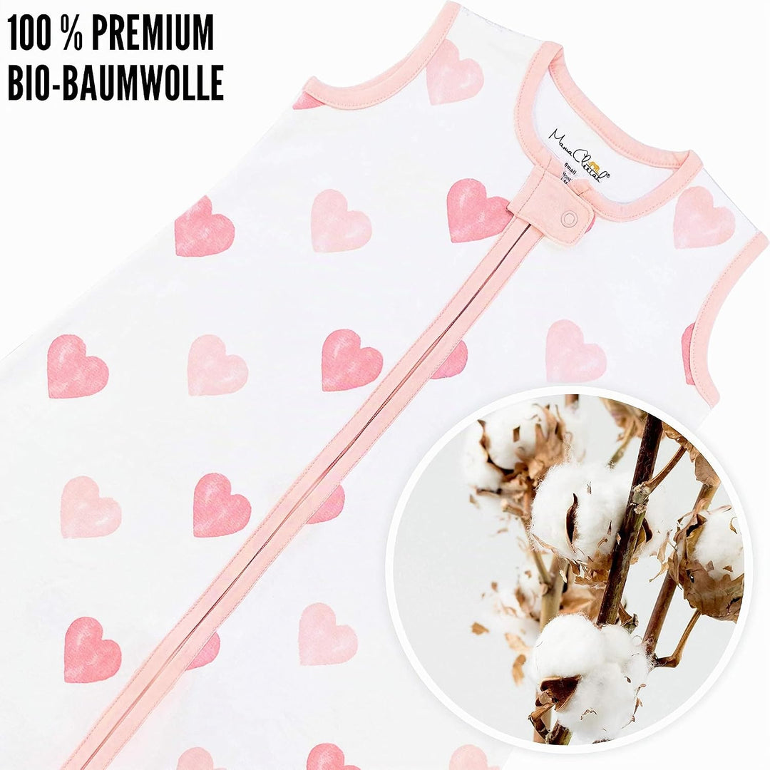 Mama Cheetah Baby Schlafsack, 0.5 TOG 100% Bio-Baumwolle, Ideal für den Sommer, Sommerschlafsack für