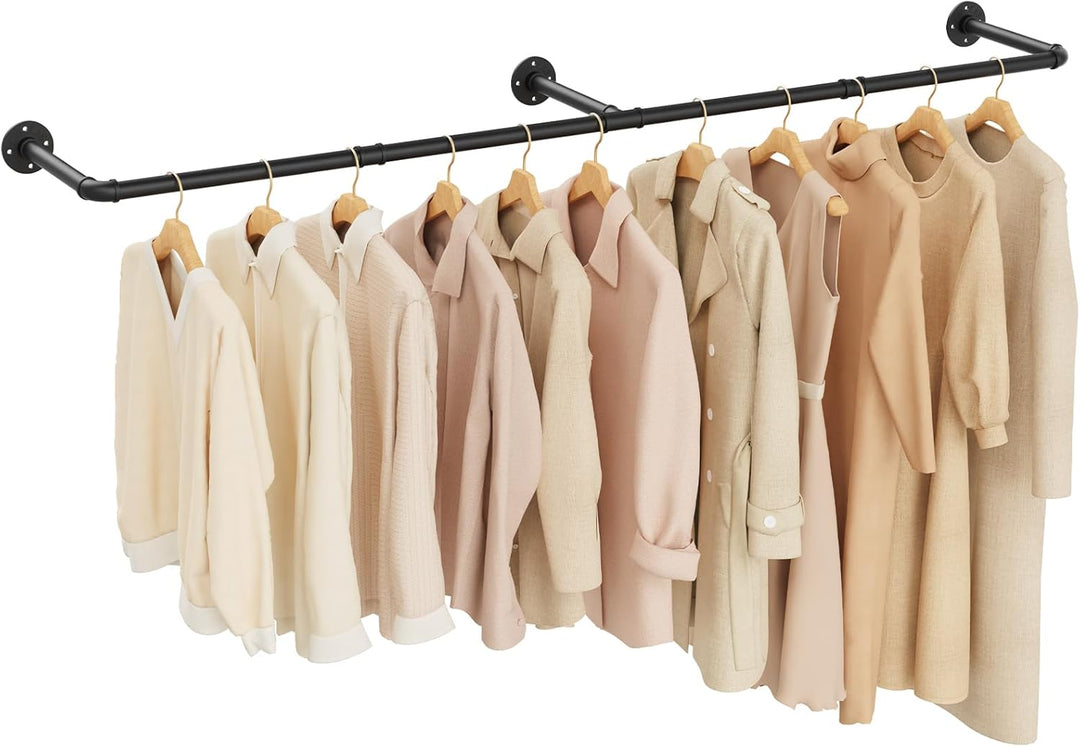 Yawinhe Industrierohr Kleiderstangen, 180 cm Kleiderständer für die Wand, Rustikale Kleideraufbewahr