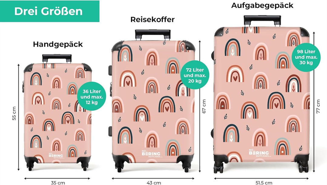 NoBoringSuitcases.com® Koffer XL Gross 77x51.5x28 cm Hartschale Reisekoffer 4 Rollen Leicht Koffer T