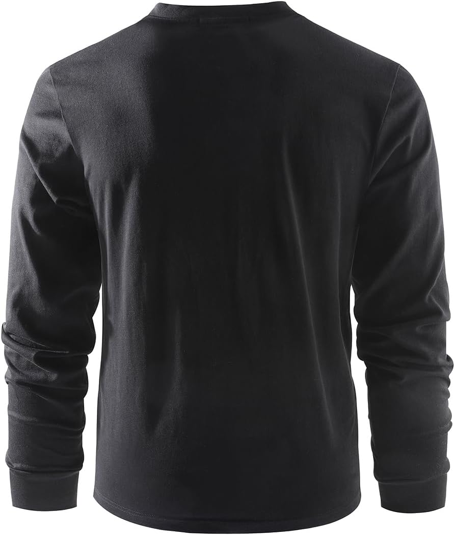 Mr.Stream Herren Henley Shirt Longsleeve Langarmshirt Männer DREI Taste Knopfleiste Baumwolle Beiläu