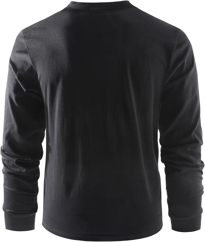Mr.Stream Herren Henley Shirt Longsleeve Langarmshirt Männer DREI Taste Knopfleiste Baumwolle Beiläu