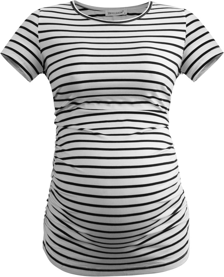 Smallshow Damen Umstandsmode Tops Seitlich Geraffte Schwangerschafts Umstandstop 3er Pack, M Armeegr