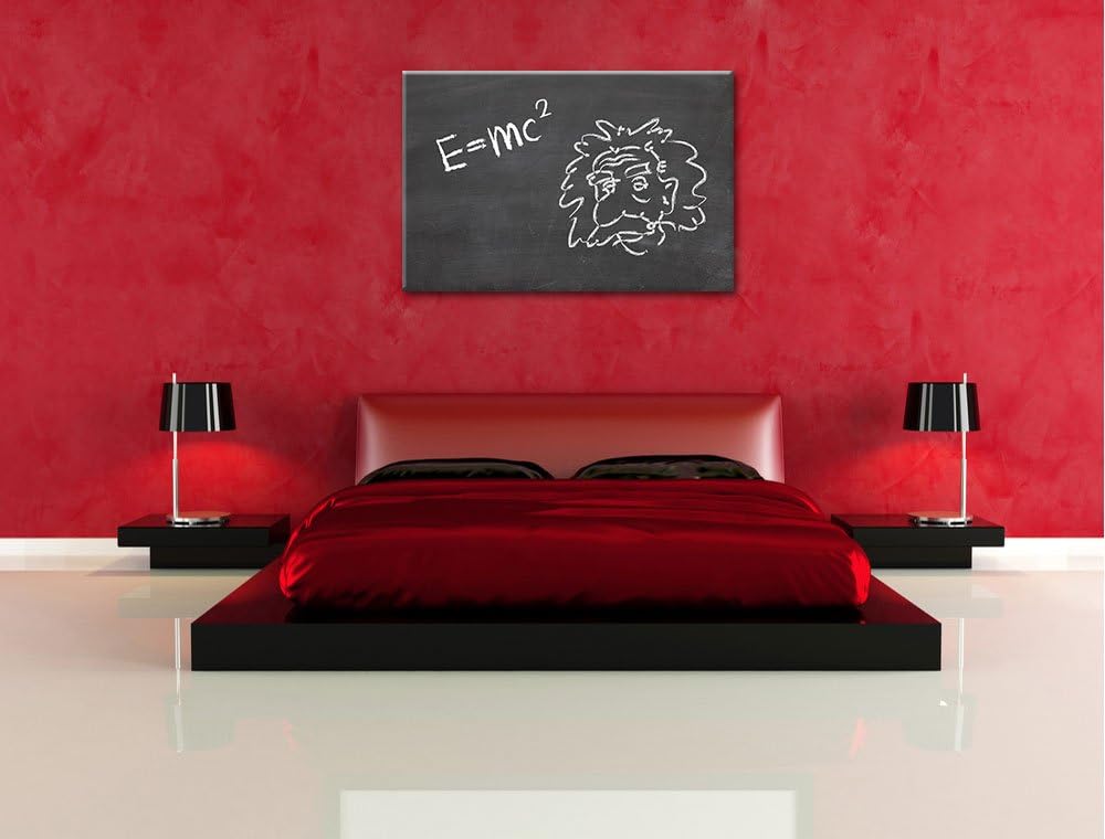 Albert Einstein M=c Format: 100x70 auf Leinwand, XXL riesige Bilder fertig gerahmt mit Keilrahmen, K