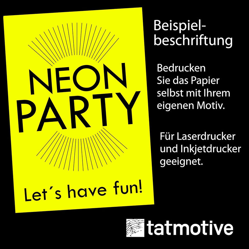 Neonpapier Extrem Grell NEON Gelb 100 Blatt DIN A4, 80 g/qm Briefpapier, Leuchtpapier Party Deko Bas