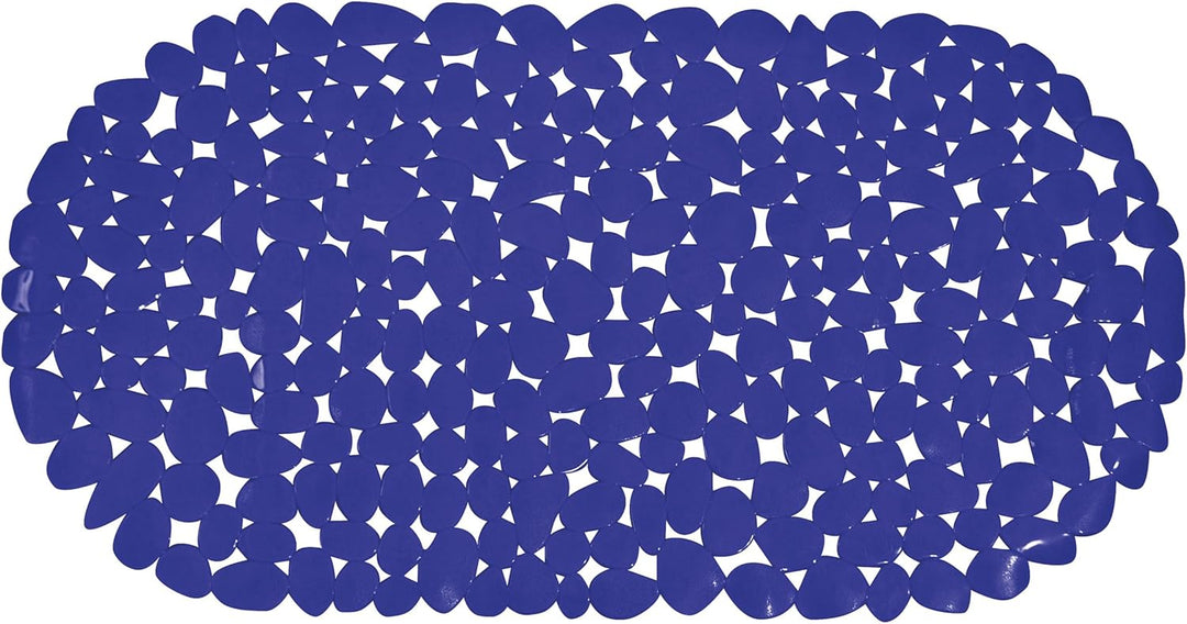 MSV Badewannenmatte, Textil, Blau, 39 x 99cm, Blue, Kieselsteine Dunkelblau 99 x 39 cm (Rechteckig)