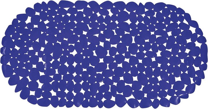 MSV Badewannenmatte, Textil, Blau, 39 x 99cm, Blue, Kieselsteine Dunkelblau 99 x 39 cm (Rechteckig)