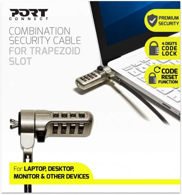 Port Designs DesignsConnect Combination Security Cable for Noble Wedge Slot (901212) Kombination, ed