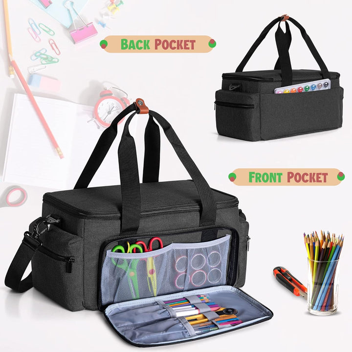 Luxja Nähen Organizer Tasche für Nähzubehör und Nähmaschine Zubehör, NUR Tasche, OHNE ZUBEHÖR Schwar
