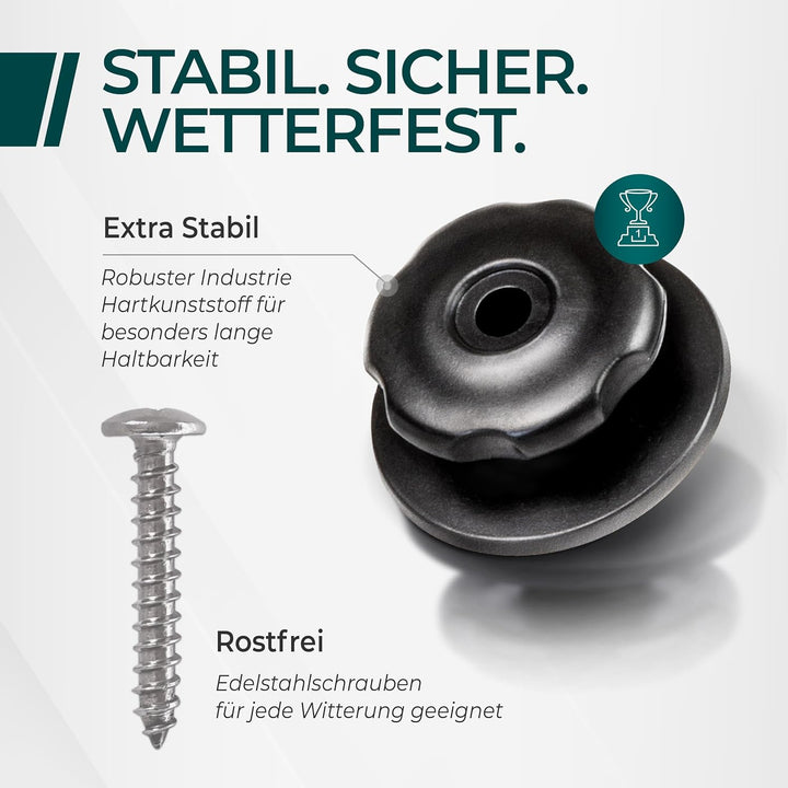 30 Rundknöpfe mit Schrauben - Planenknöpfe - perfekt zum Befestigen von Anhängernetzen und Planen 30