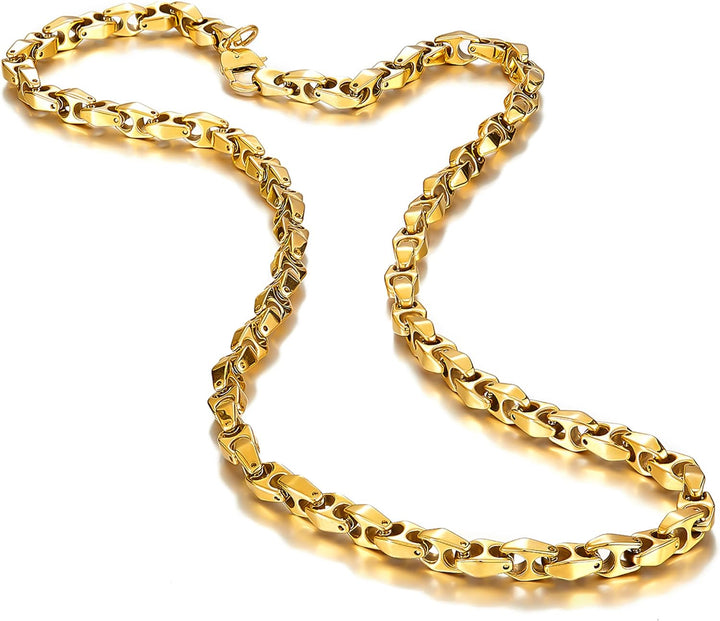 Unique Astro Snake Herren-Halskette Wolfram goldfarben 56 cm, Ohne Edelstein