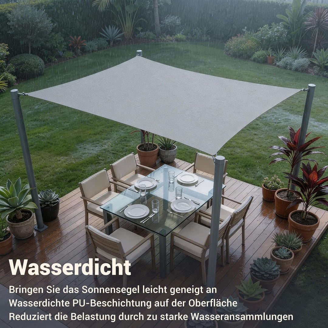 Sonnensegel Wasserdicht 4x5m Rechteckig Sonnenschutz Wetterschutz Segel Baldachin UV Schutz für Balk