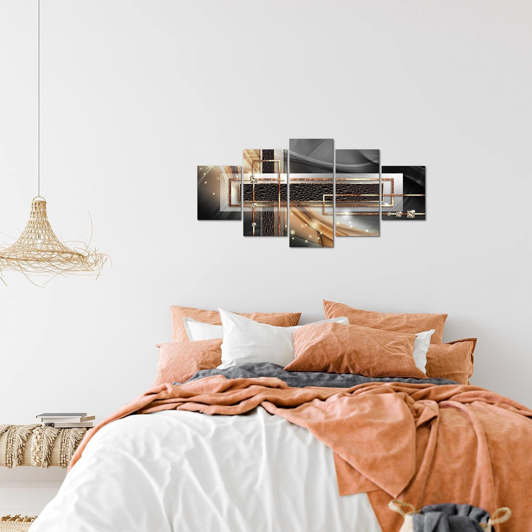Runa Art Wandbilder Abstrakt 5 Teilig Bild auf Vlies Leinwand Deko Wohnzimmer Schlafzimmer Diamant B