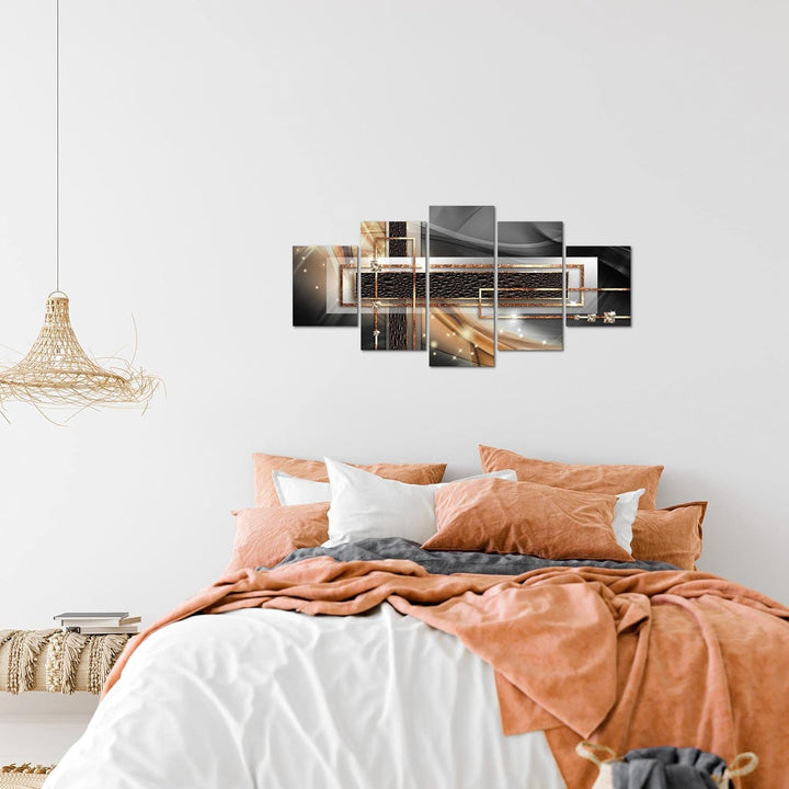 Runa Art Wandbilder Abstrakt 5 Teilig Bild auf Vlies Leinwand Deko Wohnzimmer Schlafzimmer Diamant B