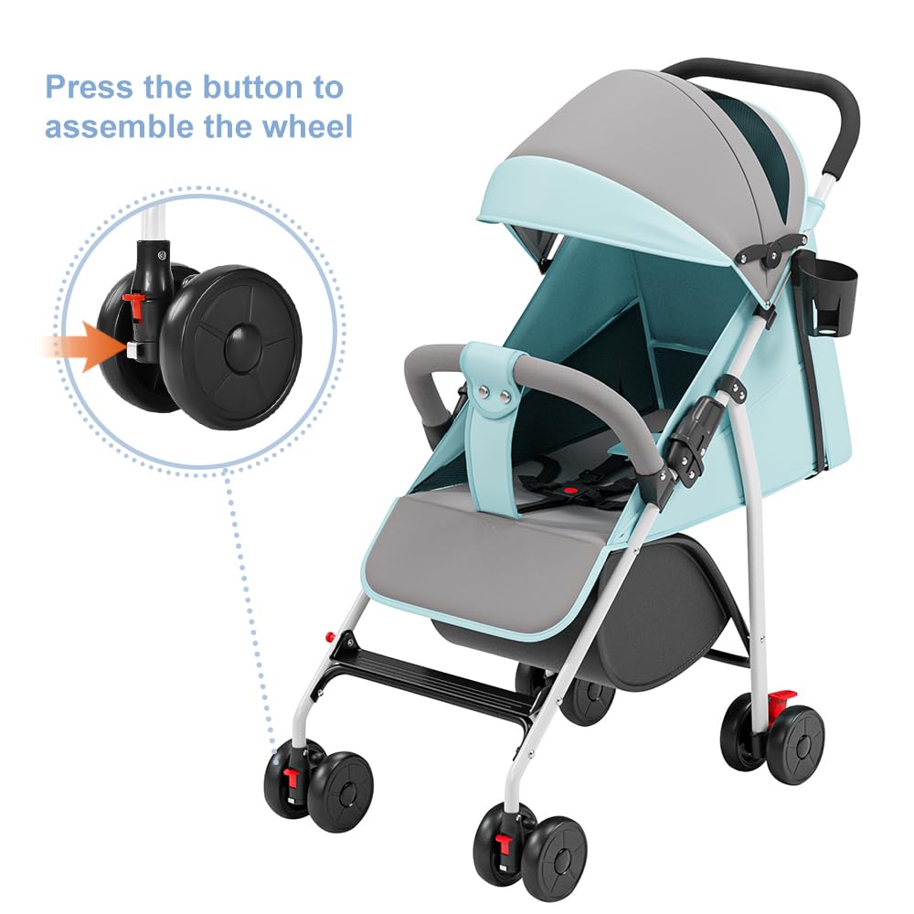 Travel buggy,leicht (4,8 kg), Bequemer Buggy kinderbuggy klappbar und verstellbar, Mit Baumwollbezug