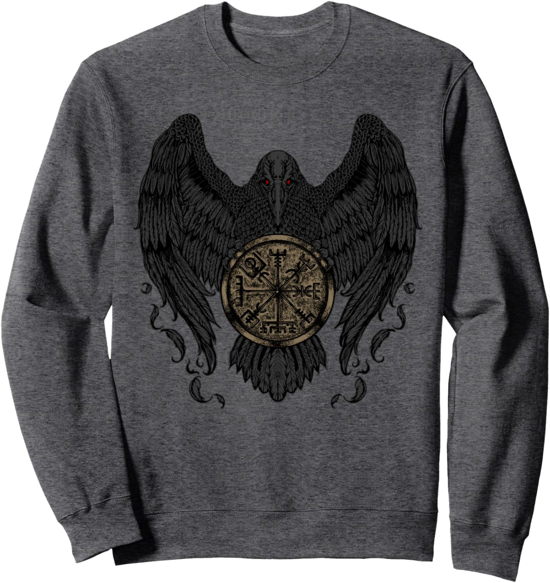 Krähe mit Futhark und Vegvisir Sweatshirt