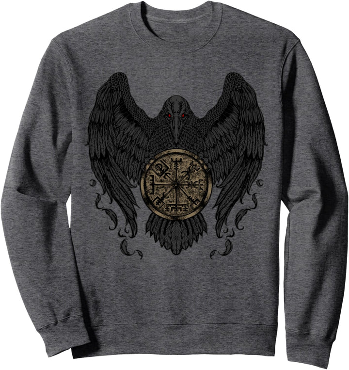 Krähe mit Futhark und Vegvisir Sweatshirt