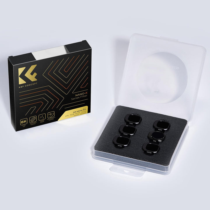 K&F Concept Mini 4 Pro ND Filterset,Polfilter,6 Stück CPL, ND8, ND16, ND32, ND64, ND128 Filter Kompa