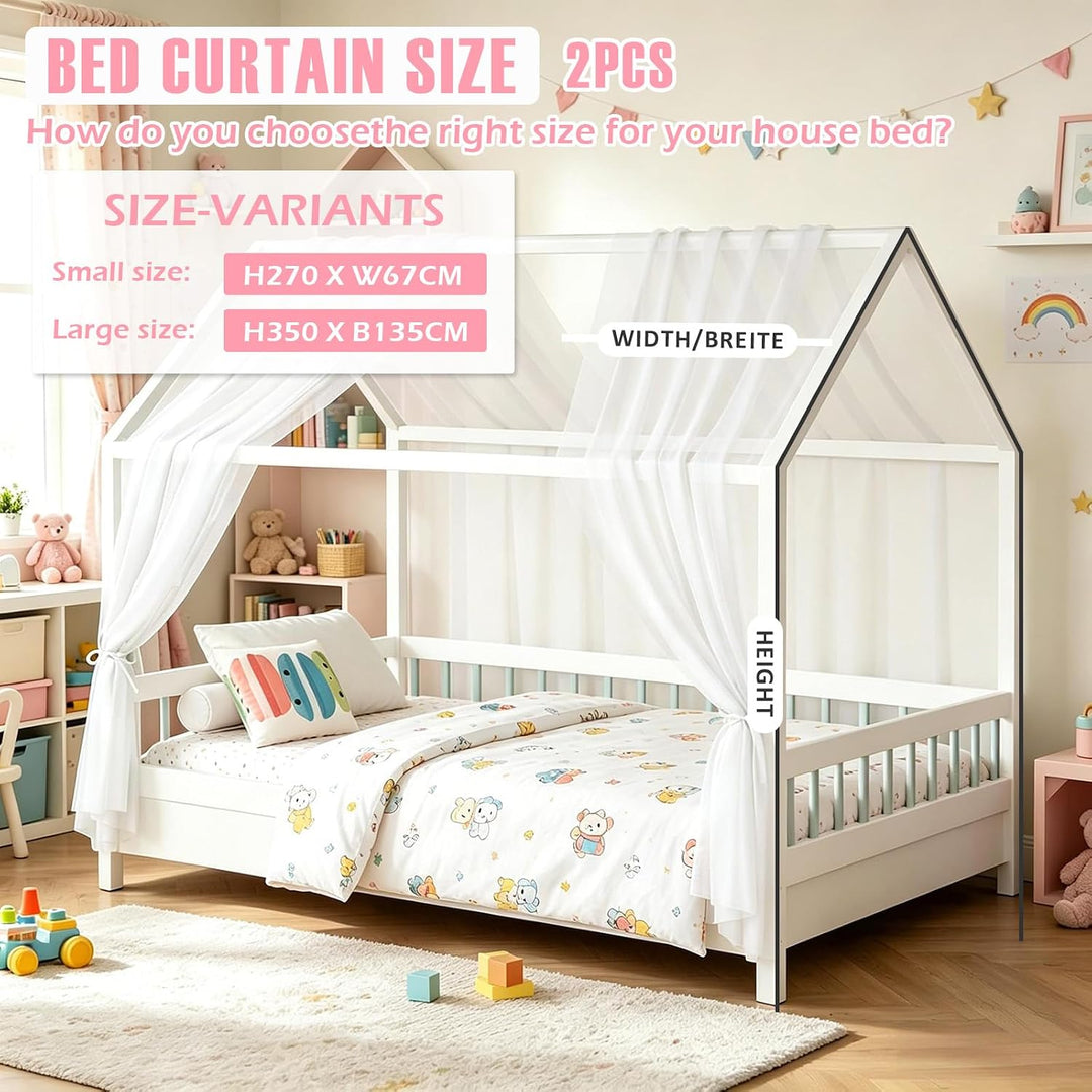 MeYuxg Hausbett Himmel Set, 2 Stück Betthimmel Hausbett für Hausbett Deko, 150x350CM Bio-Baumwolle H