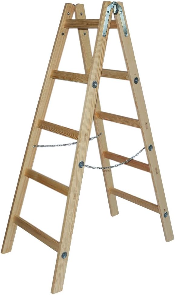 Systafex® Leiter Doppelstufenleiter Malerleiter Elektrikerleiter Stehleiter Holzleiter (5 Stufen) 1,
