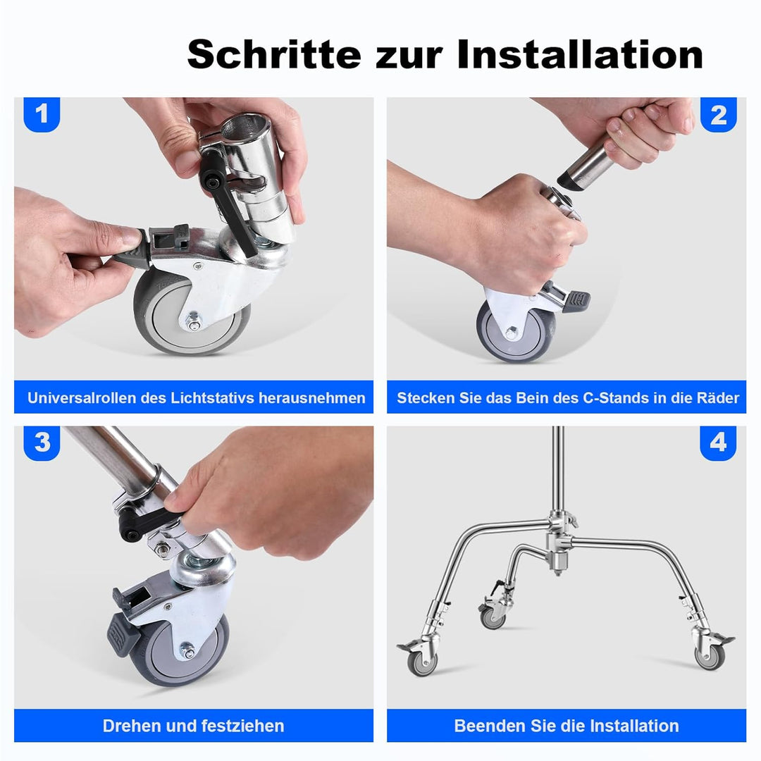 Soonpho 3 Stück Stativrollen C Stand Rollen für Stativ Wheels Stativ Wheels C Ständer Professional L