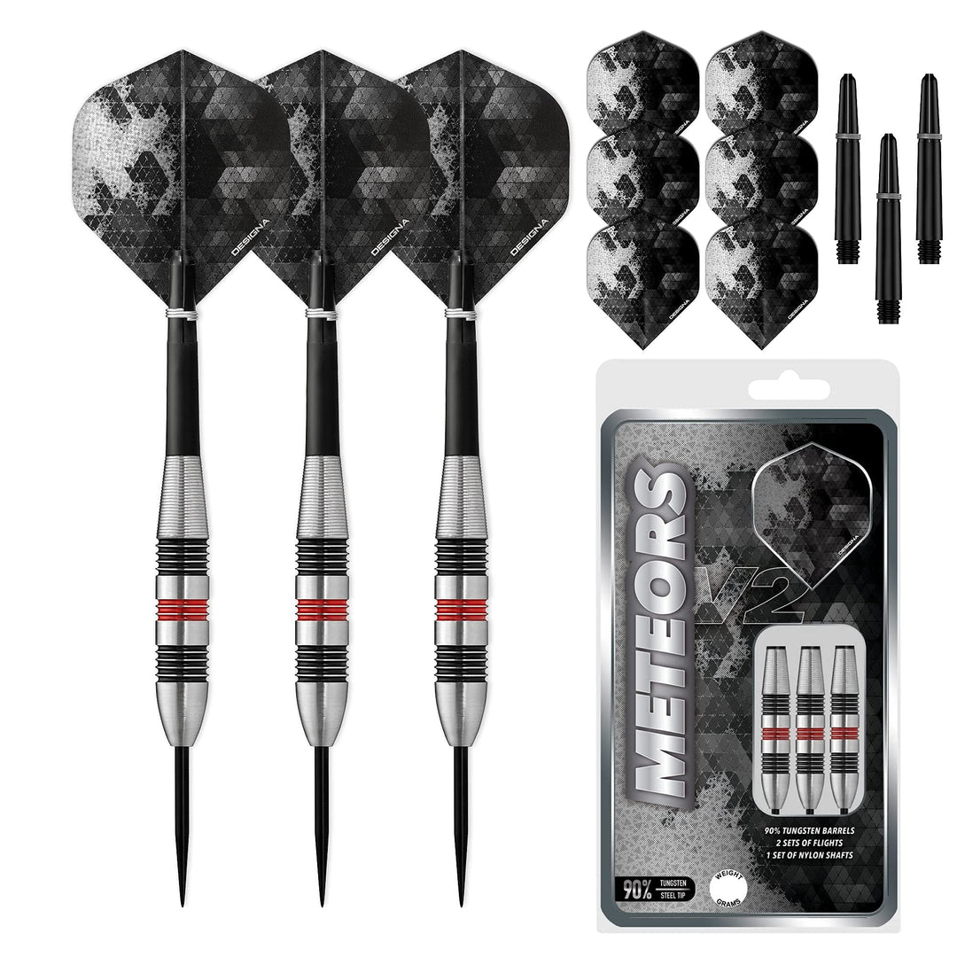 Designa Meteors 90 V2 Dartpfeile | M2 | Standard & Personalisierte Ringstahlspitze | 34g-36g-38g 85