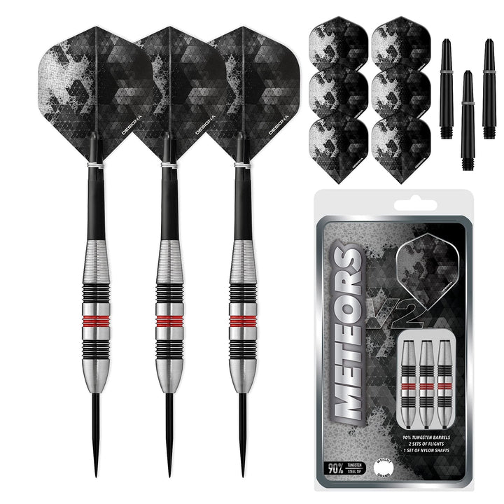 Designa Meteors 90 V2 Dartpfeile | M2 | Standard & Personalisierte Ringstahlspitze | 34g-36g-38g 85