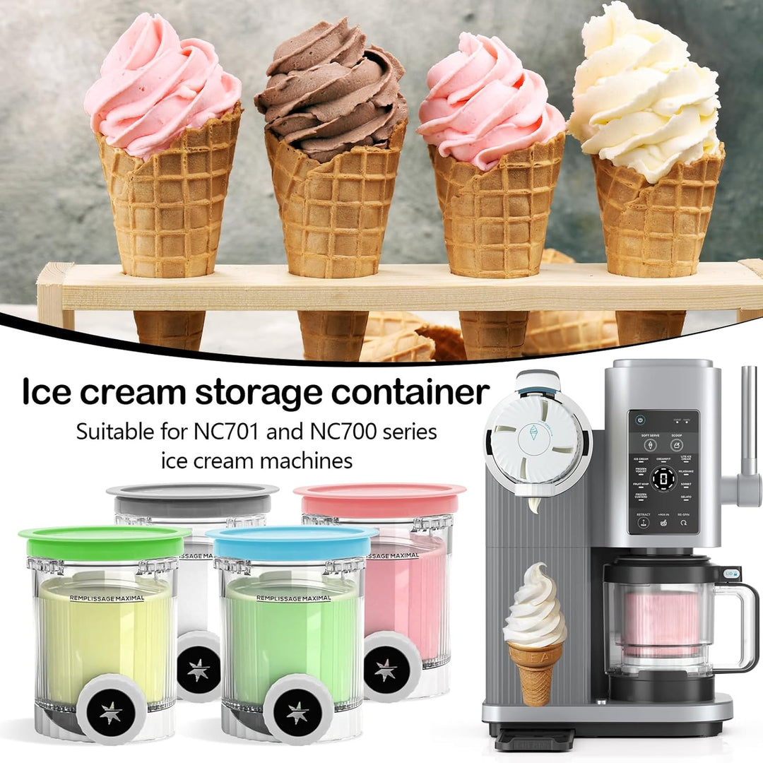 Creami Behälter für Ninja Swirl Creami NC700 NC701EU Serie, 4 Stück Eiscreme Behälte 480ML BPA-Frei