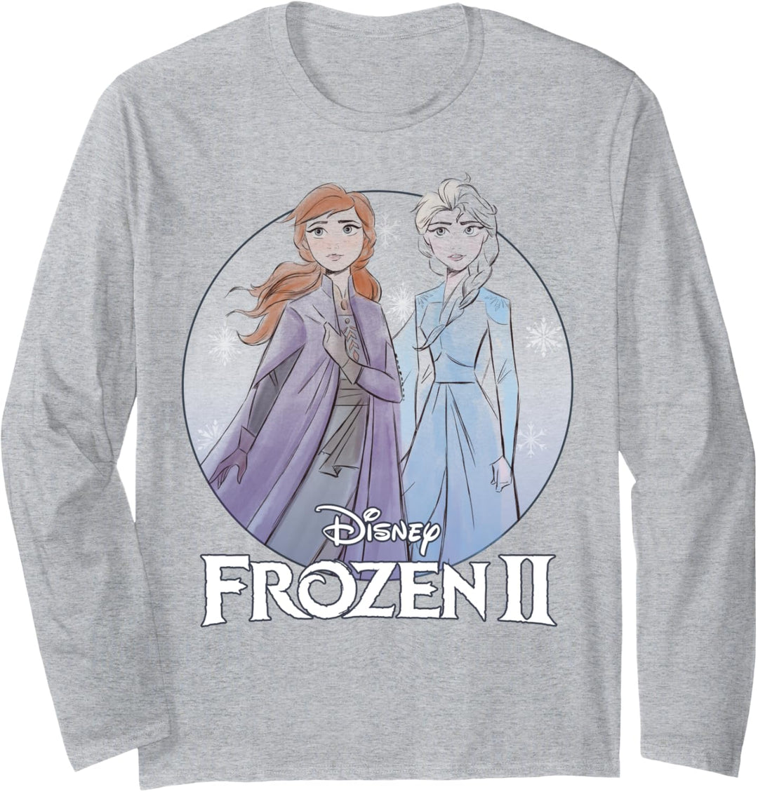 Disney Frozen 2 Anna & Elsa Watercolor Portrait Langarmshirt