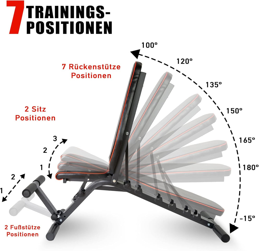 TOPSELLER! Profihantel Premium Line Hantelbank – Beinhalterung für Bauchtraining, bis 550 kg belastb