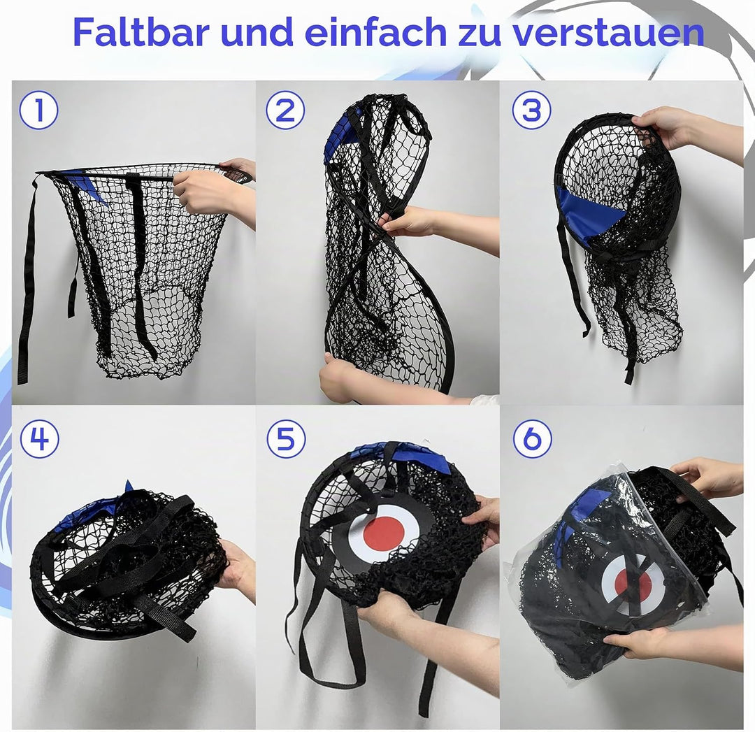 TZEKING 2 Stück Fussballtor Zielnetz mit Rahmen, Nylongewebe Fussball Trainingszubehör für Schiessge
