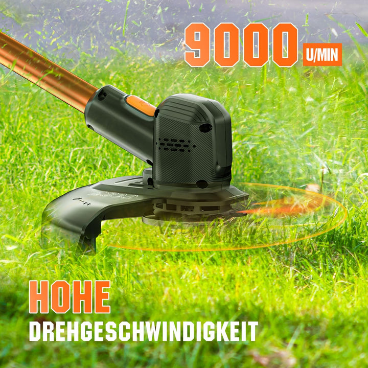Litheli Akku Rasentrimmer 20V, 25 cm Rasentrimmer mit 30 Kunststoffmessern, Akku Kantenschneider mit